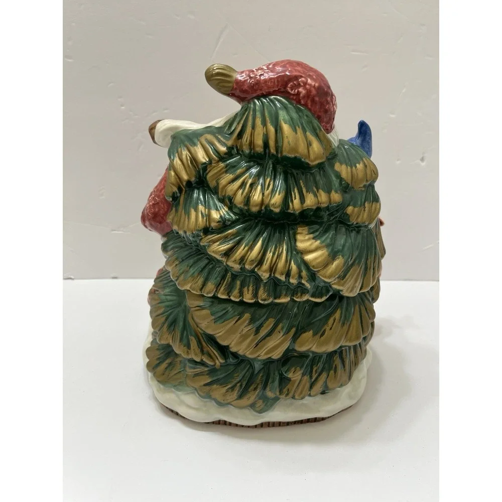 Vtg Fitz & Floyd Omnibus Forest Santa Guitar Cookie Jar Christmas Canister 1996